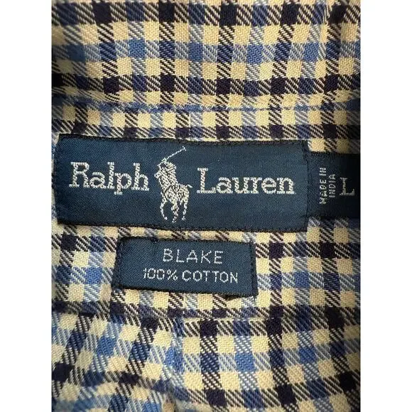 Ralph Lauren Blake Flannel Button Down 100% Cotton Size LARGE Blue Black White - Picture 8 of 8